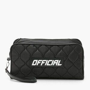 Boohoo Quilted Black Clutch with Official Patch